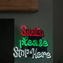 40cm Light up Hanging Santa Stop Here Christmas Infinity Mirror Light with Multi-Coloured LEDs