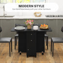 HOMCOM Folding Dining Table, Drop Leaf Table With Drawers Distressed