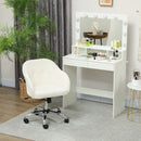 HOMCOM Vanity Chair for Desk, with Height Adjustable, Wheels