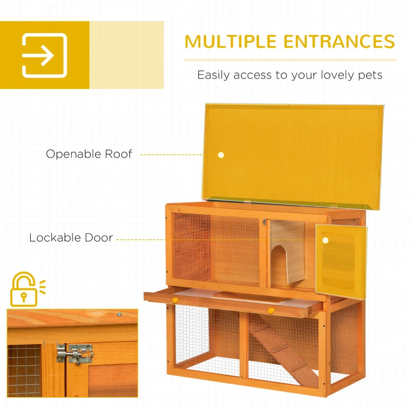 PawHut-2 Tier Rabbit Hutch