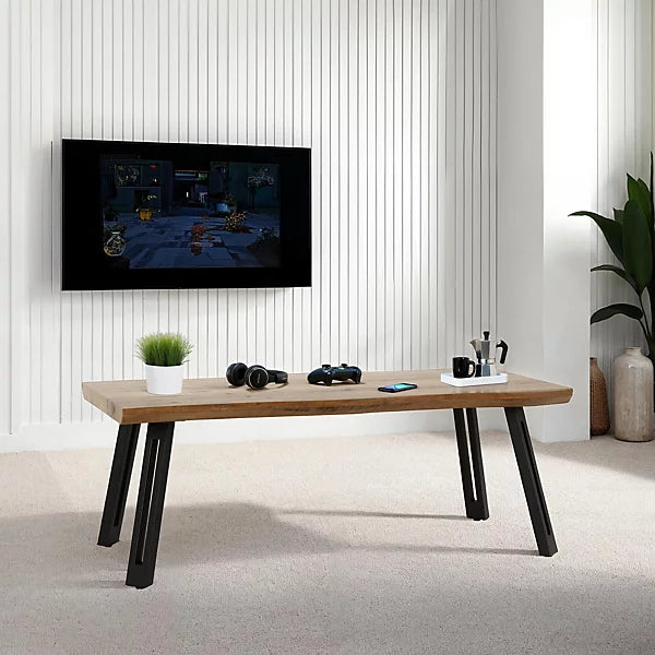 QUEBEC WAVE EDGE DINING TABLE - MEDIUM OAK EFFECT