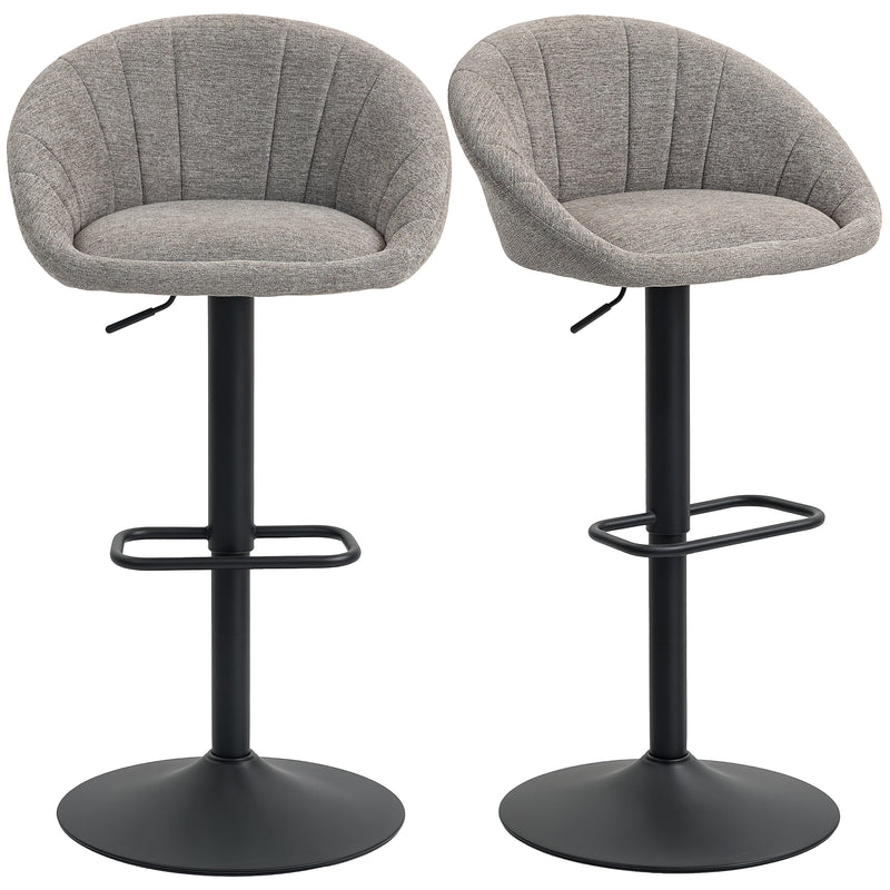 HOMCOM Swivel Bar Stools Set of 2 Height Adjustable Bar Chairs