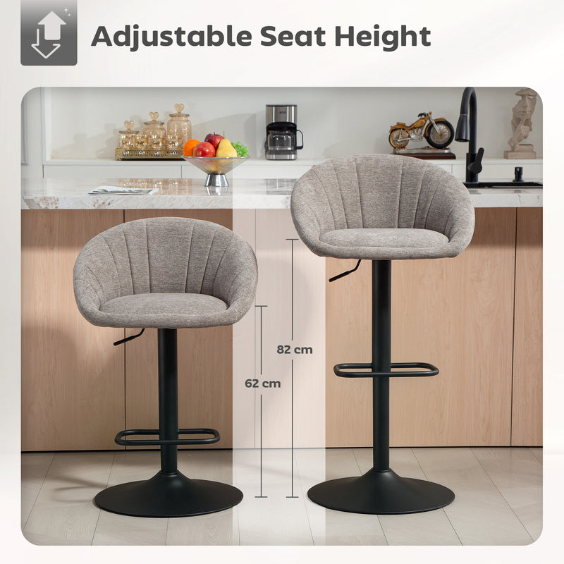 HOMCOM Swivel Bar Stools Set of 2 Height Adjustable Bar Chairs