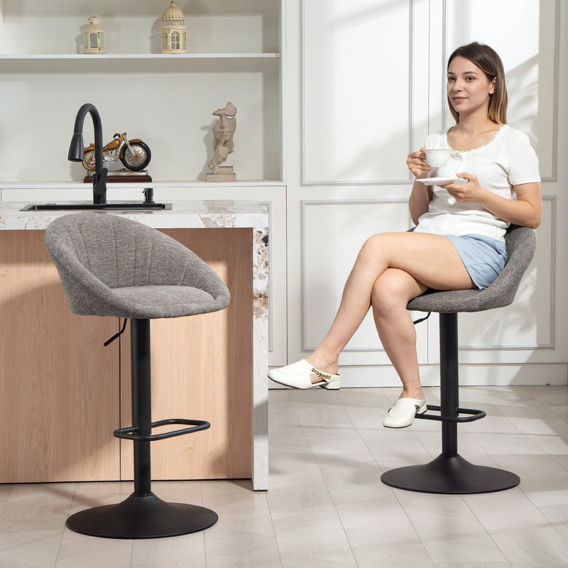 HOMCOM Swivel Bar Stools Set of 2 Height Adjustable Bar Chairs