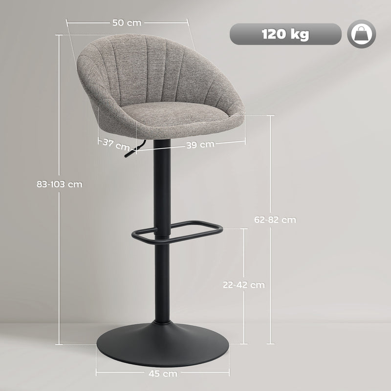 HOMCOM Swivel Bar Stools Set of 2 Height Adjustable Bar Chairs