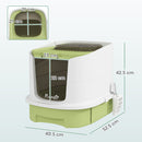 PawHut Cat Litter Box, Hooded Cat Litter Tray With Lid, Scoop, Green