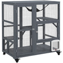 PawHut Outdoor Catio Cat House On Wheels With Platforms, Hammock