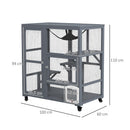 PawHut Outdoor Catio Cat House On Wheels With Platforms, Hammock