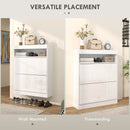 HOMCOM Wall Mounted Or Freestanding Shoe Cabinet With 2 Flip Drawers, White/Black