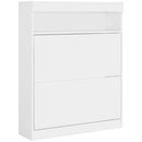 HOMCOM Wall Mounted Or Freestanding Shoe Cabinet With 2 Flip Drawers, White/Black