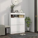 HOMCOM Wall Mounted Or Freestanding Shoe Cabinet With 2 Flip Drawers, White/Black