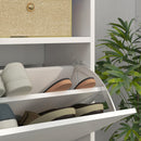 HOMCOM Wall Mounted Or Freestanding Shoe Cabinet With 2 Flip Drawers, White/Black