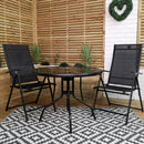 Outdoor 2 Person Round Glass Top Garden Dining Table Chairs Set