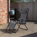 Pack of 2 Multi-Position Garden Gravity Relaxer Chair Sun Loungers with Sun Canopy in Grey