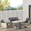 Outsunny Rattan Sofa Set with Footstools - Grey