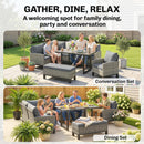 Outsunny Rattan Garden Furniture Sofa Set, Outdoor Dining Set for 9, Grey
