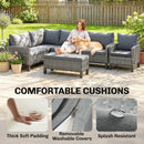 Outsunny Rattan Garden Furniture Sofa Set, Outdoor Dining Set for 9, Grey