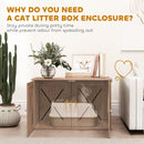 PawHut Cat Litter Box Enclosure, Litter Box Furniture, Walnut Brown