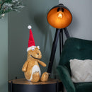 60cm Tall Gold Plush Zilla Dino Sitting Christmas Decoration with Santa Hat