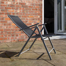Outdoor Garden Patio Multi Position Reclining Folding Chair in Black and Silver