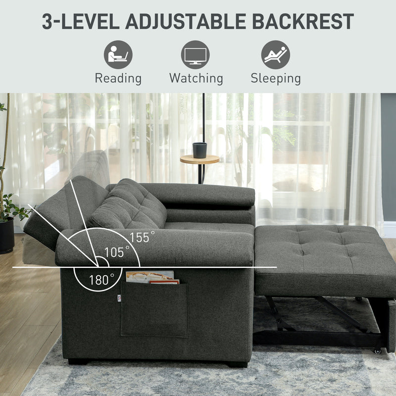 HOMCOM Click Clack Sofa Bed 2 Seater Sofa Bed for Living Room
