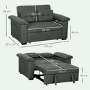 HOMCOM Click Clack Sofa Bed 2 Seater Sofa Bed for Living Room