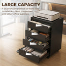 HOMCOM Mobile Vertical Filing Cabinet with 4 Drawers for Home Office, Black