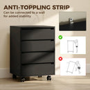 HOMCOM Mobile Vertical Filing Cabinet with 4 Drawers for Home Office, Black