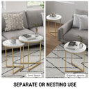 HOMCOM Nesting Coffee Table Set of 2 with Metal Frame, Gold Tone