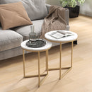 HOMCOM Nesting Coffee Table Set of 2 with Metal Frame, Gold Tone