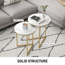 HOMCOM Nesting Coffee Table Set of 2 with Metal Frame, Gold Tone