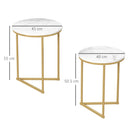 HOMCOM Nesting Coffee Table Set of 2 with Metal Frame, Gold Tone