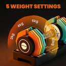 SPORTNOW 20 Kg Adjustable Dumbbells Set With Safety Locking Mechanism