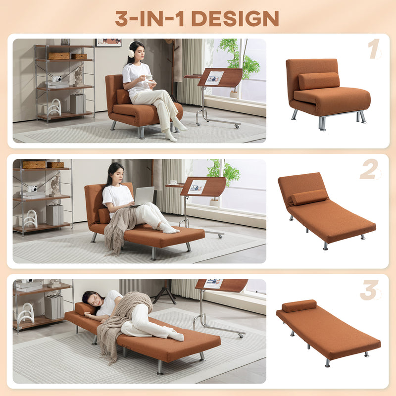 HOMCOM Single Folding 5 Position Convertible Sleeper Chair Bed