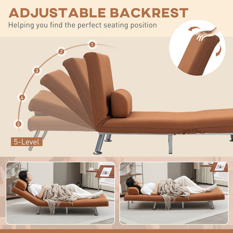 HOMCOM Single Folding 5 Position Convertible Sleeper Chair Bed