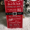 68cm Indoor Outdoor Red Metal Santa's Rules Sign Hanging Christmas Decoration