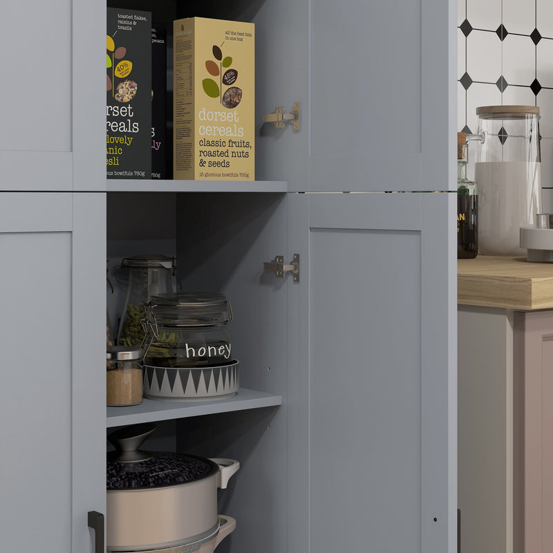 HOMCOM Modern Kitchen Cupboard Storage Cabinet with 6 Shelves, Grey