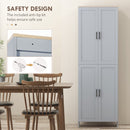 HOMCOM Modern Kitchen Cupboard Storage Cabinet with 6 Shelves, Grey