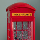 26cm Dual Powered Light up Red Telephone Box Christmas Water Spinner with Snowman Scene