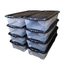 8 x 42L Clear Under Bed Storage Box with Black Lid, Stackable and Nestable Design Storage Solution