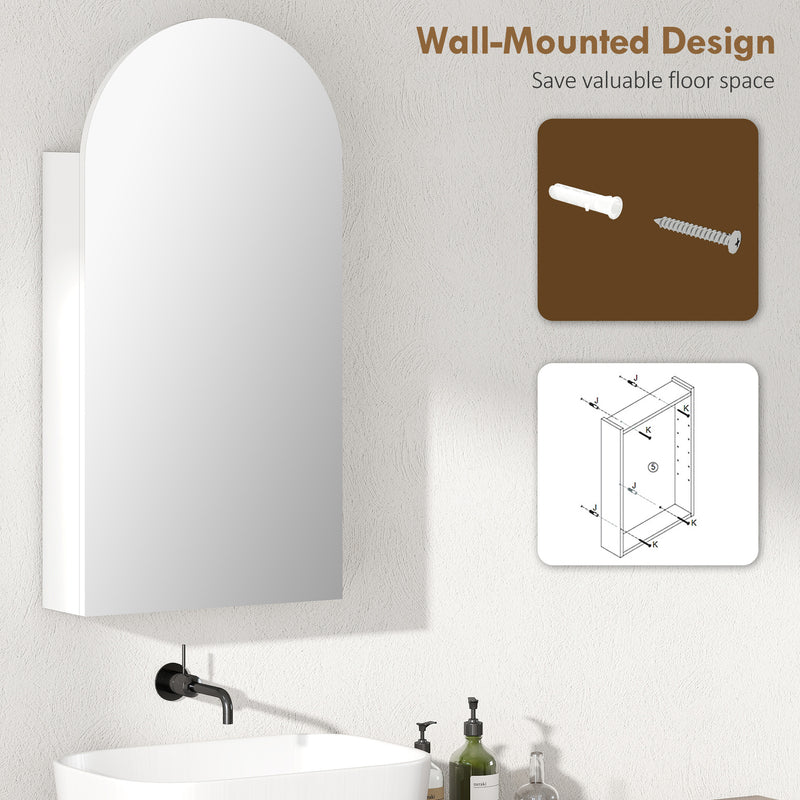 HOMCOM Bathroom Mirror Cabinet with Adjustable Glass Shelves