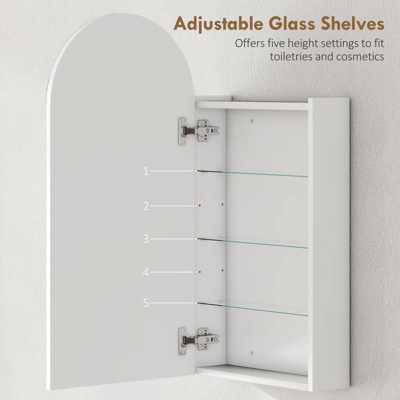 HOMCOM Bathroom Mirror Cabinet with Adjustable Glass Shelves