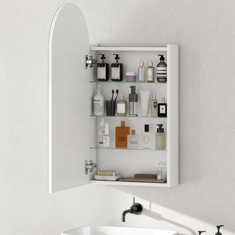 HOMCOM Bathroom Mirror Cabinet with Adjustable Glass Shelves