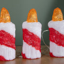 15cm Set of 5 Battery Operated Light up Christmas Candle Ornaments with 30 Cool White LEDs