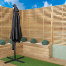 3m Solar Powered Lit Banana Cantilever Garden Parasol with LEDs & Base Weights Included in Black