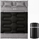 Outsunny Double Sleeping Bag With 2 Pillows, 220 X 160cm Sleeping Bag Grey