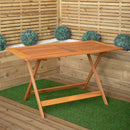 Outdoor 4 Person Rectangular Wooden Garden Dining Table, 2 Benches with Black Parasol and Base Set