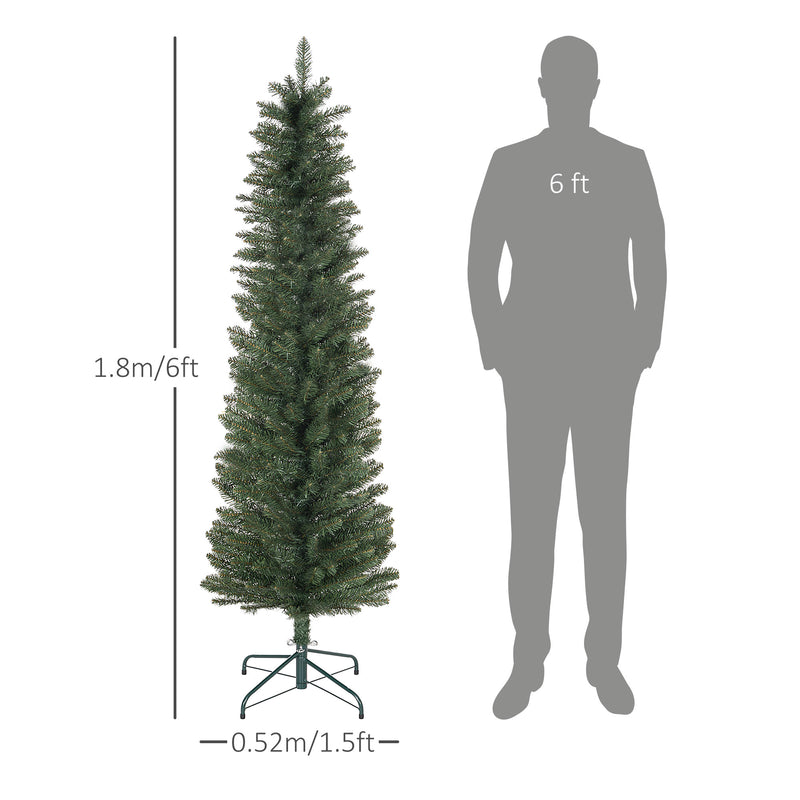 HOMCOM Artificial Pencil Christmas Tree with  Branches, Green
