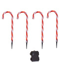 Set of 4 Large Light up Red & White Stripe Christmas Candy Cane Garden Stakes with LEDs