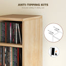 HOMCOM Set of 2 CD Storage Units DVD Shelf with Adjustable Shelves, Oak